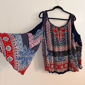 Bila Bohemian-Style Blouse with Bell Sleeves